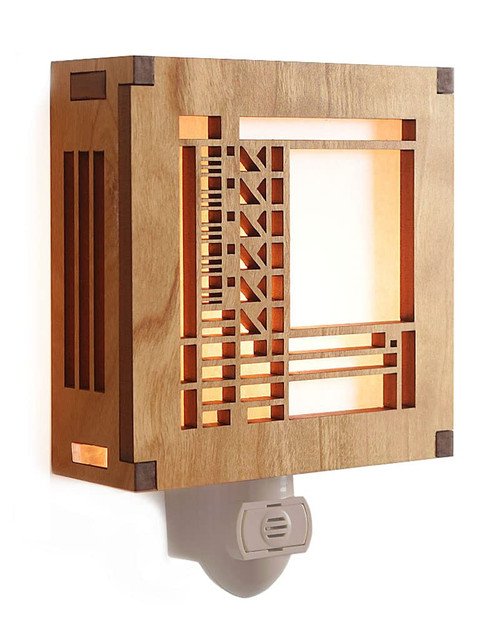 Frank Lloyd Wright Bach House Hardwood Night Light with Light Sensor