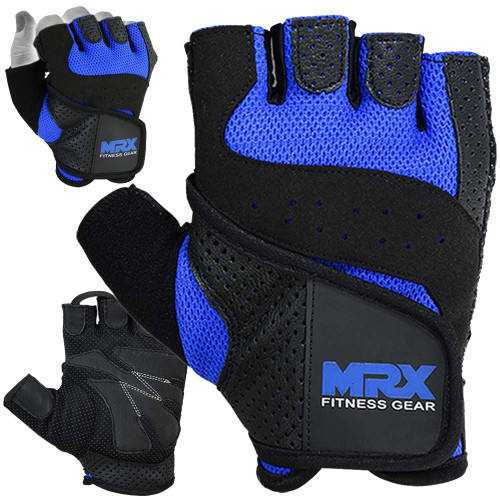 MRX Weight Lifting Gloves Blue Pro Series Gym Workout Training Bodybuilding Fitness Gloves (Medium)