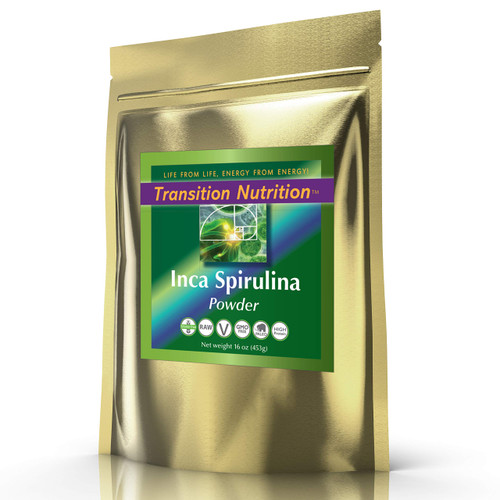 Transition Nutrition Spirulina Powder (Inca) Raw Andes Mountains - Vegan and Gluten Free - Raw and Organic (16 oz)