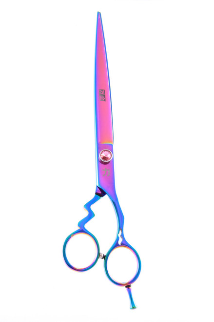 ShearsDirect Japanese 440 Stainless Steel Grooming Shear, 8.5-Inch, Rainbow Titanium