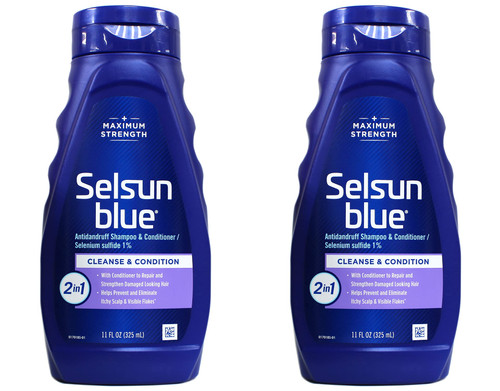 Selsun Blue Shampoo Naturals Dandruff 2-In-1 Strength 11 Ounce (325ml) (2 Pack)