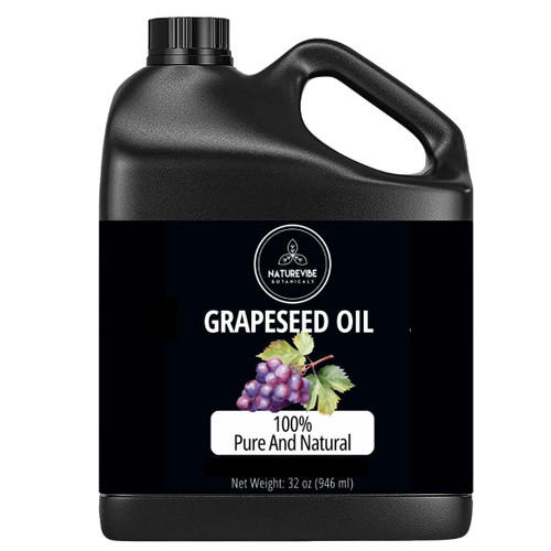 Naturevibe Botanicals Grapeseed Oil 32oz | 100% Pure Cold-Pressed & Lightweight Carrier Oil | Non-Greasy Natural Moisturizer for Skin, Hair, Face, Nails & Massage | Hexane-Free, Fresh & Versatile Naturevibe Botanicals Grapeseed Oil 32oz | 100% Pure Cold-Pressed & Lightweight Carrier Oil | Non-Greasy Natural Moisturizer for Skin, Hair, Face, Nails & Massage | Hexane-Free, Fresh & Versatile