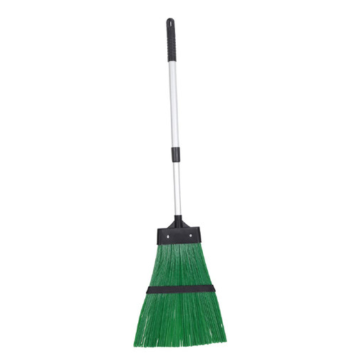JVL 20-063A Outdoor Garden Hard Bristled Broom Brush Rake with Extendable Handle, Green