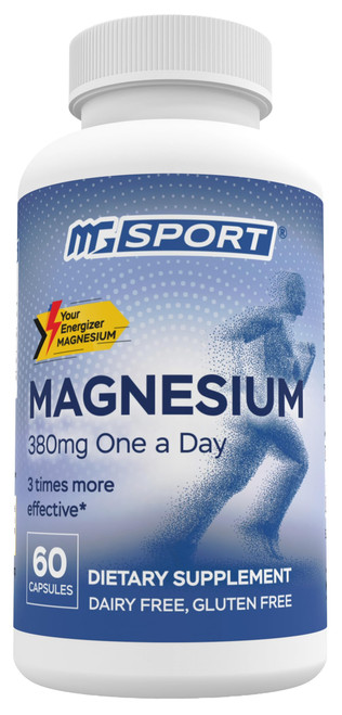 MGSPORT Magnesium Supplement 380mg - High Absorption Magnesium Complex Formula with Vitamins B6, D, E - Supports Muscle Function and Sleep Quality - 60 Servings