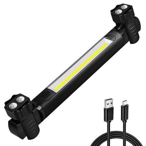 Work Light, 2500LM Ultra Bright, 5200mAh Rechargeable LED Work Lights, Magnetic Underhood Work Light Bar with Hooks, Portable Mechanic Light for Car Repairing Inspection Garage Workshop Emergency