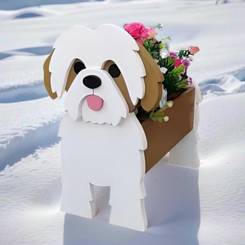 SDFRT Shih tzu Planter,Dog Planter Plant Pots, Animal Shaped Pot, Premium Garden Succulent Plant Pots Cute Dog Design, Storage Container Planters for Outdoor Plants