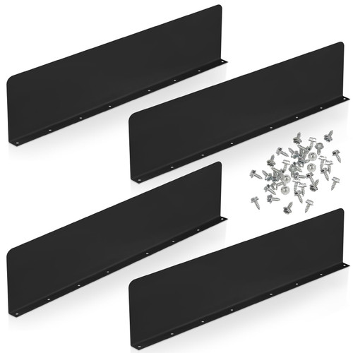 Blulu 4 Pcs Gutter Valley Splash Guards Metal Roofing Gutter Guard with 40 Screws Black Rain Diverter for House Residential Flat Shingle Roof Drain Downspout Water(Straight)