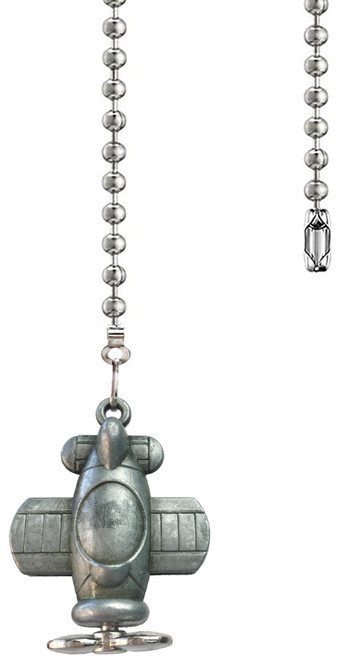 OMYZERO 12-inch Airplane Charm Pull Chain - Decorative Extender for Ceiling Fan Lights with Ball Chain Connector(Grey)