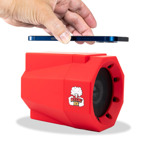 Mad Man Phone Volume Amplifier Sound Booster - No Bluetooth or Cables, Set Smartphone on Speaker to Amplify Audio, Universally Compatible, Works with Speakerphone, Perfect for Seniors (Red)