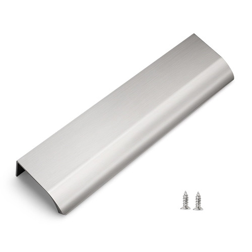 Gobrico 6 Pack Satin Nickel Edge Finger Pulls, 5"(128mm) Center to Center Drawer Pulls, Aluminum Alloy Cabinet Handles for Kitchen Bedroom Bathroom