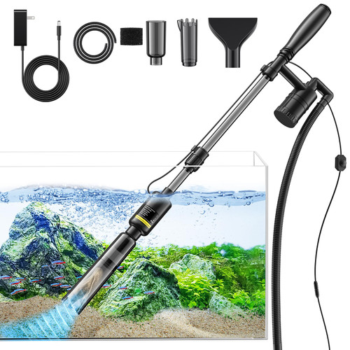Fish Tank Cleaner - Aquarium Gravel Cleaner, 530GPH/32W Electric Fish Tank Cleaning Tools, Adjustable Water Flow Aquarium Cleaner Kit, Turtle Tank Gravel Cleaner Vacuum for Wash Sand, Water Changing
