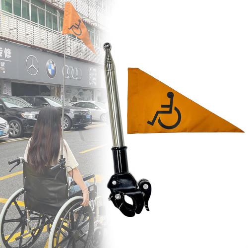 Elderly Wheelchairs Flag for Scooters & Rollator Safety Accessories, 4 Feet Length, Folding(Orange)