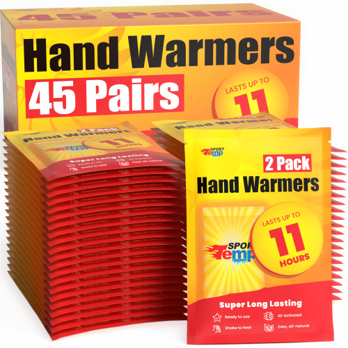 Hand Warmers (45 Pairs) - Up to 11 Hours of Heat, Super Long Lasting - Easy, All Natural - Air Activated, for Body, Hands & Toes - Odorless Hot Hand Warmer - Sport Temp Hand Warmers (45 Pairs) - Up to 11 Hours of Heat, Super Long Lasting - Easy, All Natural - Air Activated, for Body, Hands & Toes - Odorless Hot Hand Warmer - Sport Temp