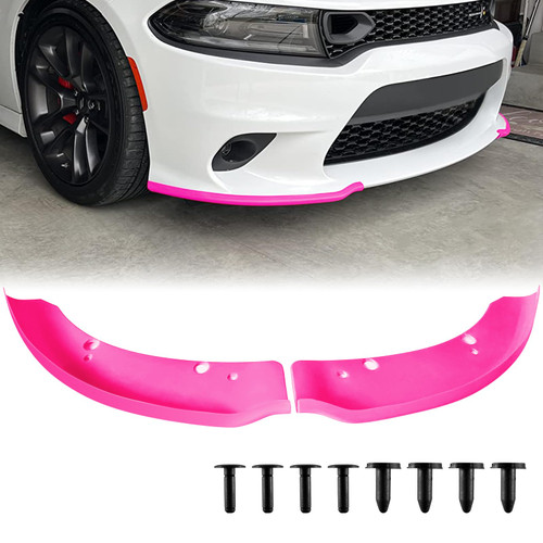 Front Bumper Lip Splitter Protector, Dodge Front Splitter Dedicated to 2015-2023 Dodge Charger SRT 392/Scat Pack/RT Scat Pack 2019-2023 Charger GT/RT (Pink)