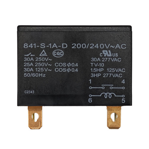 841-S-1A-D 200/240V AC General Purpose Relay - 4 Pins Relay Heavy Duty 30A 240VAC