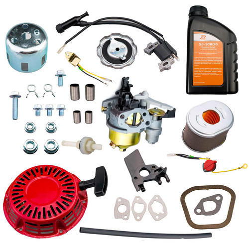 HZ Adjustable Carburetor Recoil Starter Assembly Tune Up Kit Compatible with Honda GX160 GX200 GX120 5.5Hp 6.5Hp 4Hp Engine