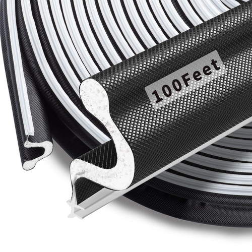 SILIENTWERK 100 Feet Kerf Door Weather Stripping Door Seal, Long Reach V-Shaped Door Seal Strip for Door Frame Door Weatherstripping Insulation Strip Door Soundproofing for Large Gap(Black)