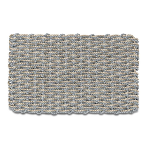 Wicked Good Doormats Outdoor Door Mat, The Original Lobster Rope Doormat, All Weather Mats, Woven Door Mat from Nautical Rope, Front Door Welcome Mats, (Silver/Dark Tan Double Weave, 18 x 30)
