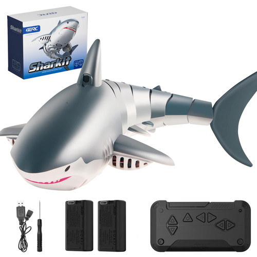 4DRC 2.4G Remote Control Shark Toy, Electric RC Shark Boat Pool Toys for Kids 3-5 5-7, Toy Shark for Swimming Pool Bathroom Great Gift RC Boat Toys for 3+ Year Old Boys and Girls