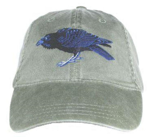 Tom's Bird Feeders Raven Embroidered Cotton Cap Green