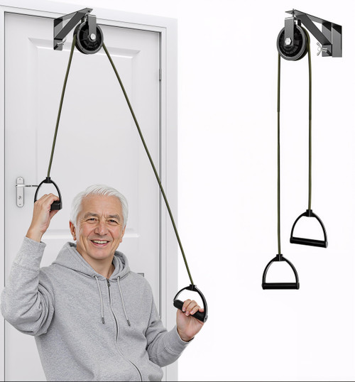 Shoulder Pulley for Physical Therapy with Fixed Metal Bracket, Shoulder Pulley Over The Door Physical Therapy System, Over Door Exercise Pulley for Injury Rehab Recovery Stretching