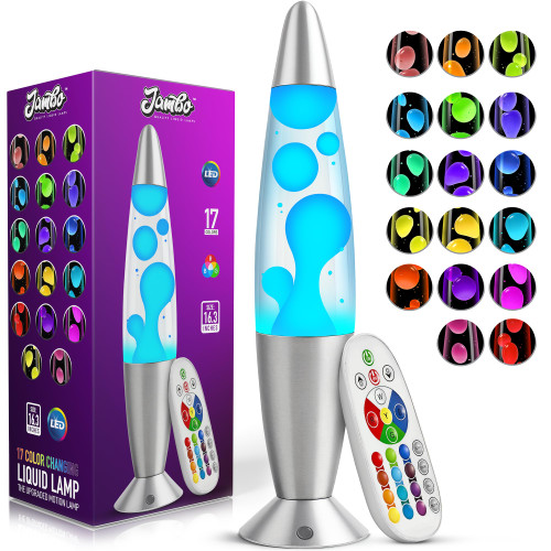 JAMBO 17-Color Changing LED Motion Lamp with Remote, 16" LED Light for Kids Teens and Adults, Night Light Nightlight, Magma Lamp, Home Decor, Relaxing Light for Bedroom Living Room Office Kitchen