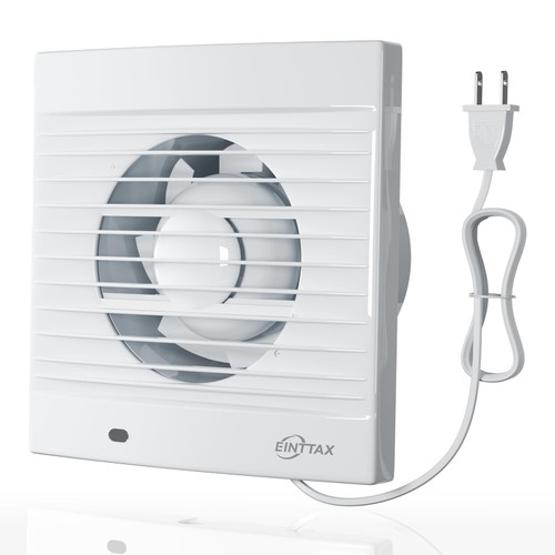 EINTTAX 4 Inch Wall Mount Bathroom Exhaust Fan, Plug in Wall Exhaust Fan, 12W 77 CFM Bathroom Window Fan with Backdraft Damper for Kitchen, Garage, Office, 34 dB, White