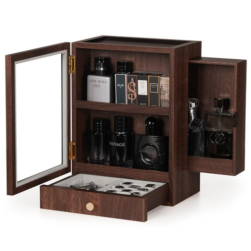 Homde Cologne Storage Organizer with Drawer - Men's Cologne Holder - Stylish Display Box for Home Bathroom