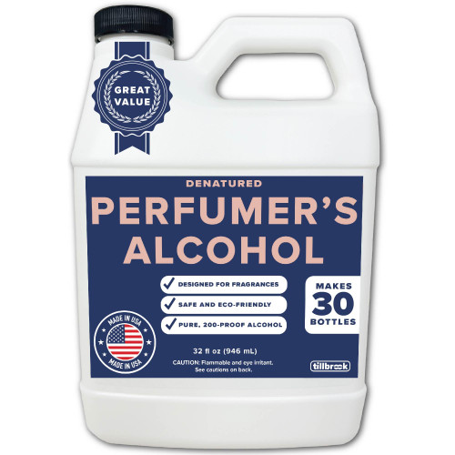 Perfumer’s Alcohol - 32 oz Tillbrook Perfume Grade Alcohol for Fragrance Making Kit - 200 Proof Denatured Ethanol - Base for Making Luxury Perfume - No Methanol & No Fermentation Scent - TSDA SD-40b