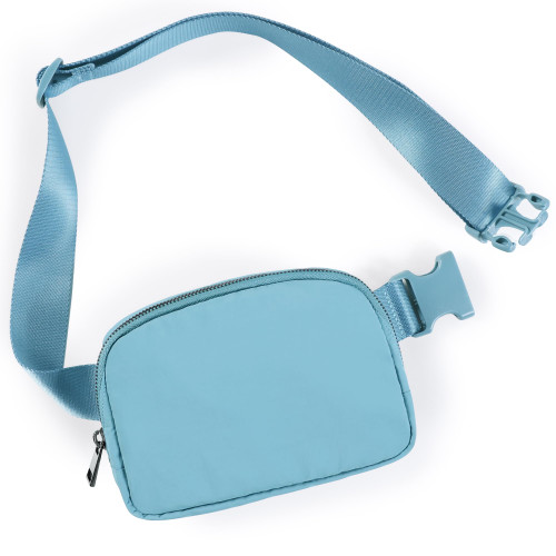 ODODOS Unisex Mini Belt Bag with Adjustable Strap Small Fanny Pack for Workout Running Traveling Hiking, Steel Blue