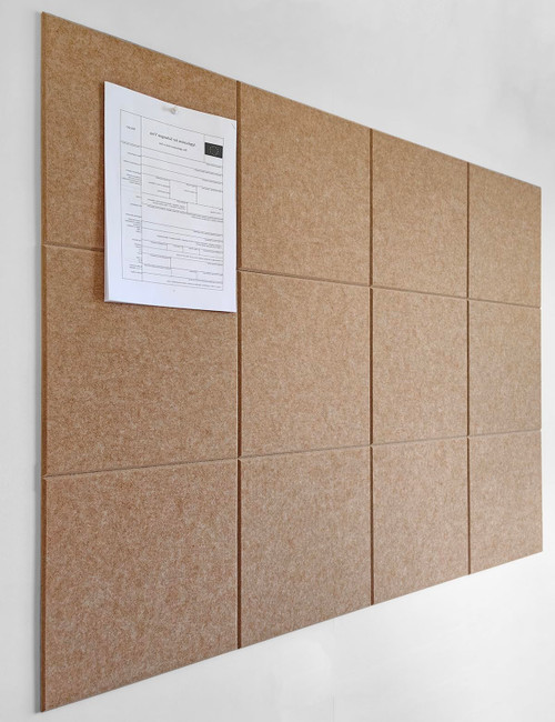 DECORITA Felt Wall Tiles | Large Cork Board Alternative | Aesthetic Felt Bulletin Board for Office, Home & Classroom | Large Cork Boards for Walls Pinboard (12-Pack) | Suntan
