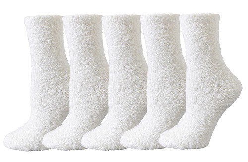 TOCONFFON Women's Cozy Fluffy Fuzzy Socks Plush Home Slipper Socks 5,6,7,8 Pairs(5 White)