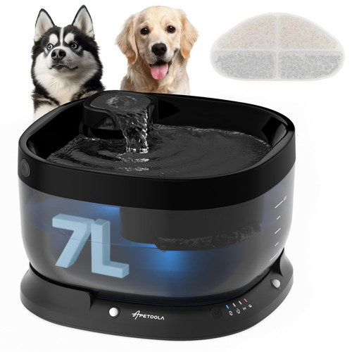 APD APETDOLA Wireless Dog Water Fountain,Battery Operated Dog Water Dispenser with Motion Sensor, 237 oz/ 7L Cordless Fountain Water Bowl 3 Work Modes for Large Dogs Cats Multi-Pets - FP30