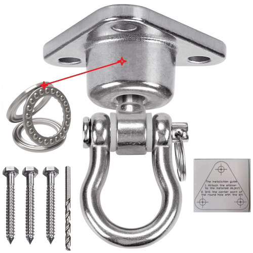 9M Stainless Steel Hanger with Smooth Swing Bearings, Heavy Duty 180°+360° Swivel Swing Hook, 1500 lb Capacity Playground Yoga Hammock Chair Rope, sandbag Porch Swing Bag Sleeve 9M Stainless Steel Hanger with Smooth Swing Bearings, Heavy Duty 180°+360° Swivel Swing Hook, 1500 lb Capacity Playground Yoga Hammock Chair Rope, sandbag Porch Swing Bag Sleeve