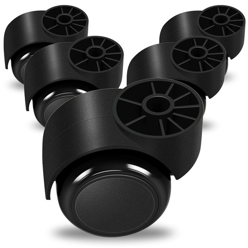 2 Inch Black Silent Office Chair Wheels Replacement - Stemless Casters for Furniture, 5PCS/Pack