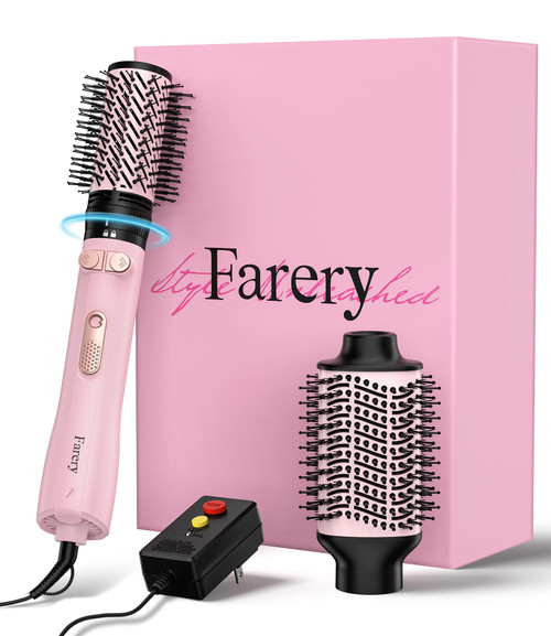 Farery 2-in-1 Blow Dryer Brush Set for Frizz-Free Blowout | 2-inch Rotating Hair Dryer Brush & 3-inch Hot Air Brush with Oval Barrel | 1000W for Fast Drying, Straightening, Volumizing & Smoothing