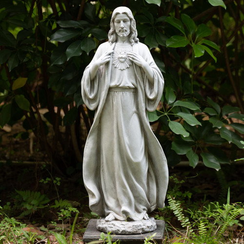 BC Catholic Sacred Heart of Jesus Statue, 24.5" H Jesus Christ Statue for Garden, Catholic Statue for Outdoor Yard Patio Lawn Hallway, Religious Gift, Handpainted by Buildclassic