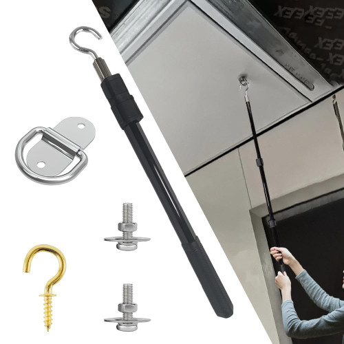 TAROTKIN Attic Ladder Door Pull Down Hook Cord Stair System Parts, 43.3 inch/1.1 Meter Rope with Handle for Attic Extension Ladder Pull Down System Hook Cord Kit Rope Replacement