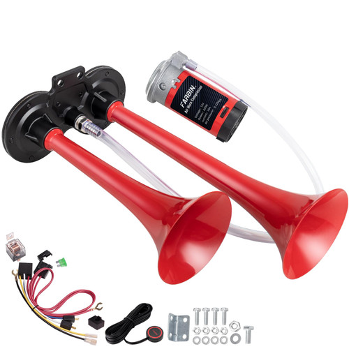 FARBIN Train Horn for Truck 12V Car horn Super Loud Air Horn 150db Dual Trumpet Truck Horns Kit with Compressor and Relay Wiring harness for 12V Any Vehicles Pickup Vans