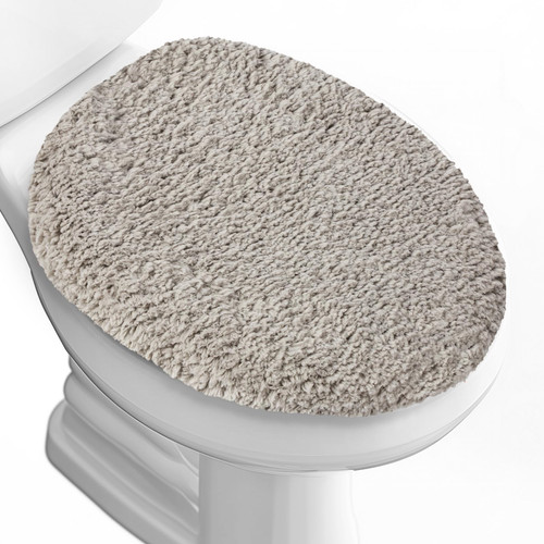 Baahrnom Microfiber Elongated Toilet Seat Cover 19.5"x 15" Machine Washable Solid Toilet Lid Cover Adjustable Rubber Backing Fits Most 18-19.5" L x 14-16" W Elongated Toilet Seat