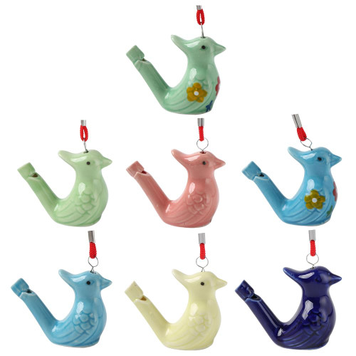 SHIDXIB 7Pcs Colorful Water Bird Whistle Magpie Peacock Ceramic Whistles Musical Instruments