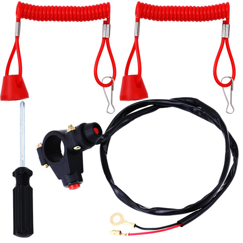 PLAXNS 7/8" 22mm Handlebar 2 Wire Tether Kill Switch Replacement for 110cc 125cc Taotao Dirt Pit Bike ATV 4 Wheeler Quad Trail Bike Go Kart