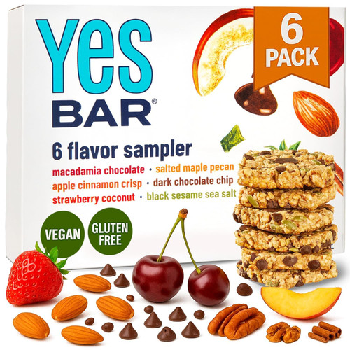 The YES Bar – Six Flavor Variety Pack – Plant Based Protein, Decadent Snack Bar – Vegan, Paleo, Gluten Free, Dairy Free, Low Sugar, Healthy Snack, Breakfast, Low Carb, Keto Friendly (Pack of 6)