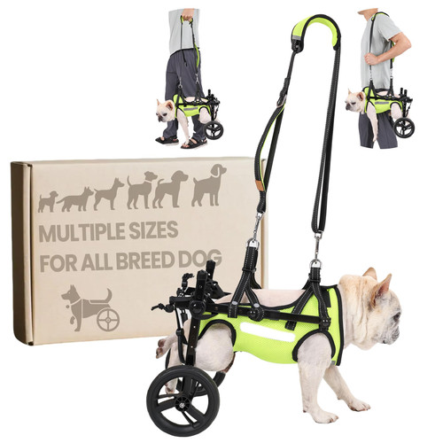 Adjustable Dog Wheelchair for Back Legs, for All Breed Dog - Includes High-Visibility Vest, Leash & Sling Lift, Lightweight Pet Wheelchair for Disabled Hind Legs (Small, for Small Dog)