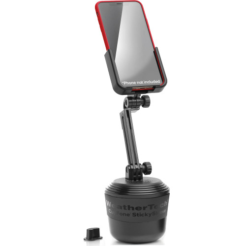 WeatherTech CupFone with Extension – Adjustable, Universal Cup Holder Cell Phone Mount Car & Truck Accessory – Best Design for iPhone & Smartphone Charging – Black Plastic Knobs