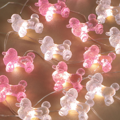 Poodle String Lights USB Power Battery Operated with Remote 10FT 30LEDs Pink Gray Lantern Twinkle Light Ornamental Pet Dog Lovers Gifts for Her Tent Birthday Party Wedding Party Decorations