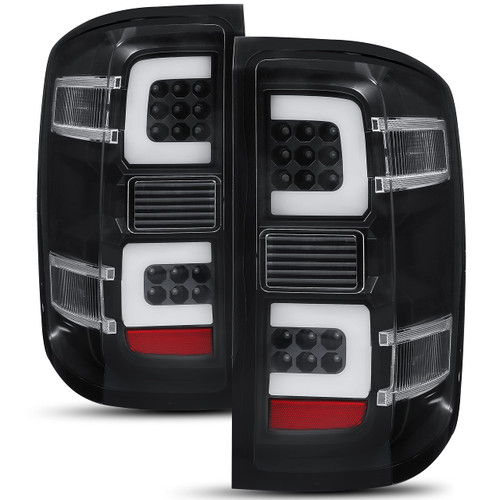 HECASA LED Tail Lights Compatible with 2014-2018 Silverado 1500 2500HD 3500HD Replacement for 23141274 23141275 Left & Right Clear Lens Black Housing