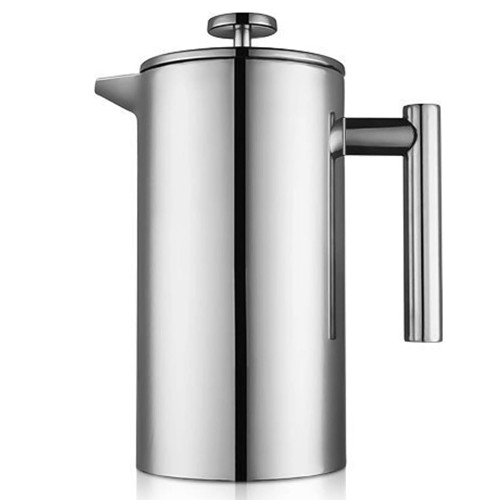 Meelio Stainless Steel French Press Coffee Maker 1500ml, Double-Wall Insulated Large French Coffee Press for travel camping，Large Capacity, （50oz, Silver）