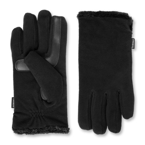 isotoner Women's Stretch Fleece Touchscreen Texting Cold Weather Gloves with Warm, Soft Lining, smartDRI Black, One Size