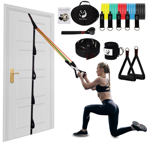 Slim Panda Door Anchor Strap for Resistance Bands, Door Resistance Bands for Workouts, Strength Training, Portable Door Gym Attachment for Home Fitness, Multi Point Anchor Workout Equipment